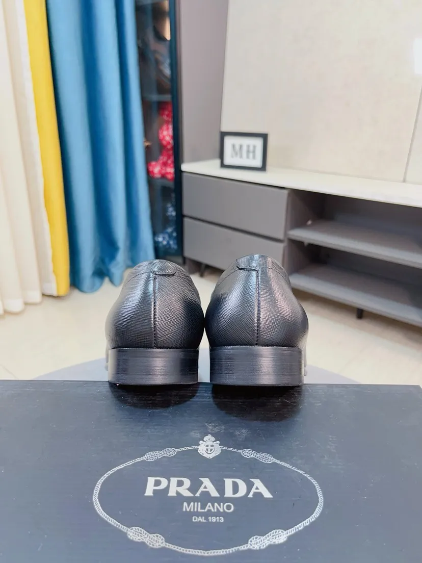 Men's shoes 💰540🌹🌹【PRADA Leather Shoes】Top purchasing agency Original imported Italian custom-made open-edge beaded cowhide leather surface, fully imported water-dyed breathable cowhide lining, original factory special molded sole super comfortable, size: 38-44